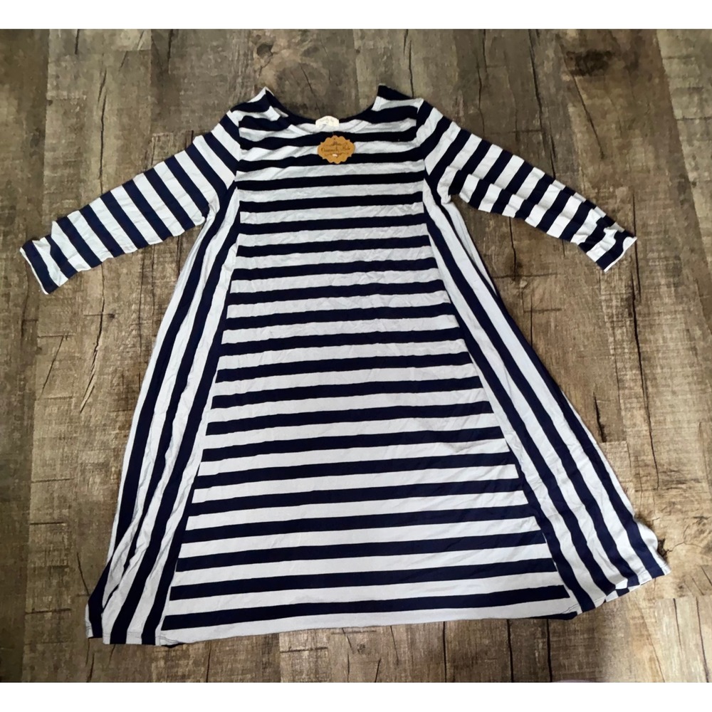 Occasionally Made Womens Navy Blue White Striped A-Line Swing Dress NWT Small